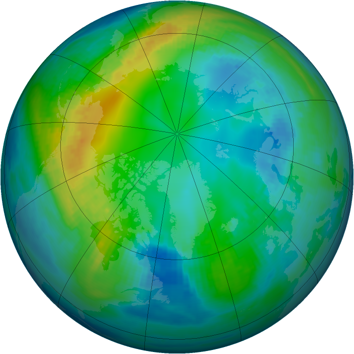 Arctic ozone map for 10 November 1989
